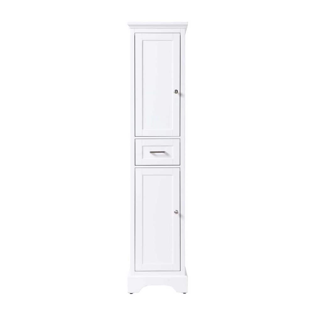 TIMELESS HOME 16 in. W x 20 in. D x 72 in. H White Freestanding Linen Cabinet (1)