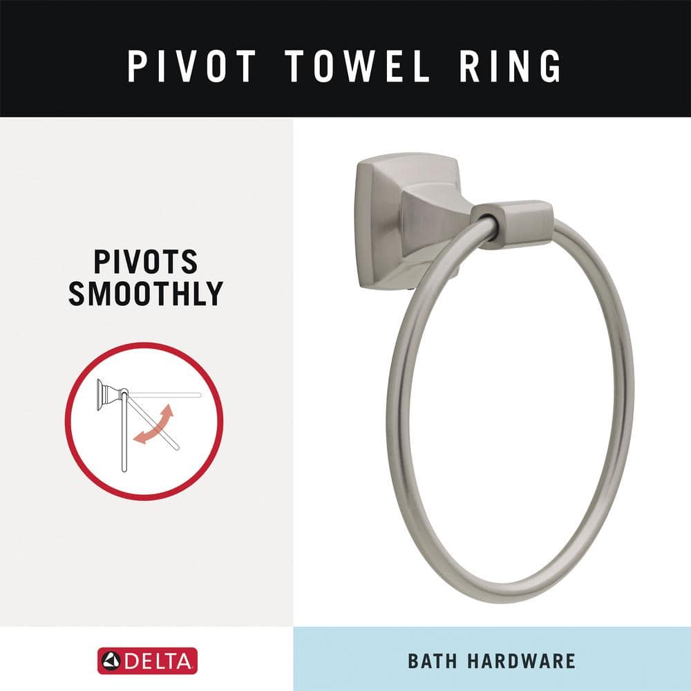 Delta Portwood 2-Piece Bath Hardware Set with Included Towel Ring, Towel/Robe Hook in Brushed Nickel (2)