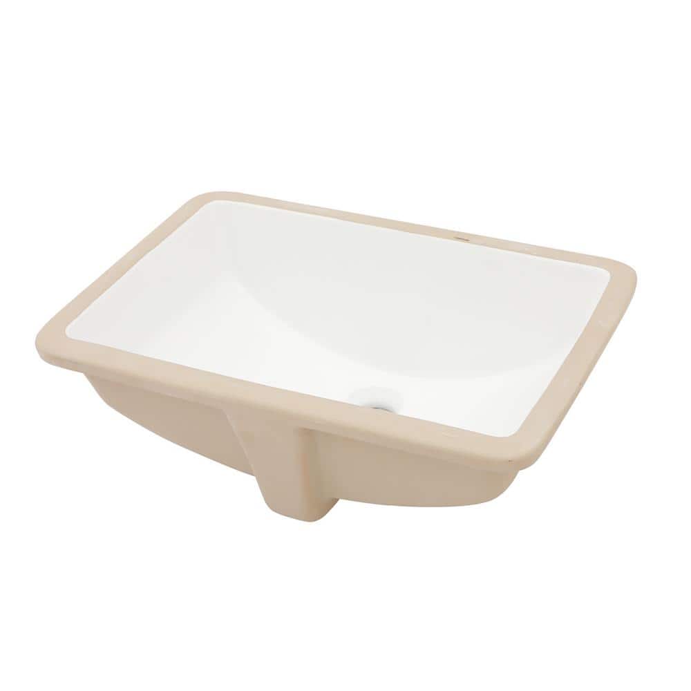 Tatahance 19.7 in. x 14 in. Undermount Rectangular Bathroom Sink with Overflow in White Ceramic