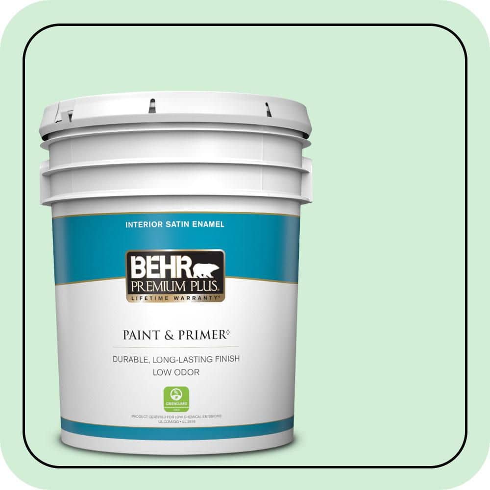 BEHR PREMIUM PLUS 5 gal. #P400-2 End of the Rainbow Satin Enamel Low Odor Interior Paint & Primer