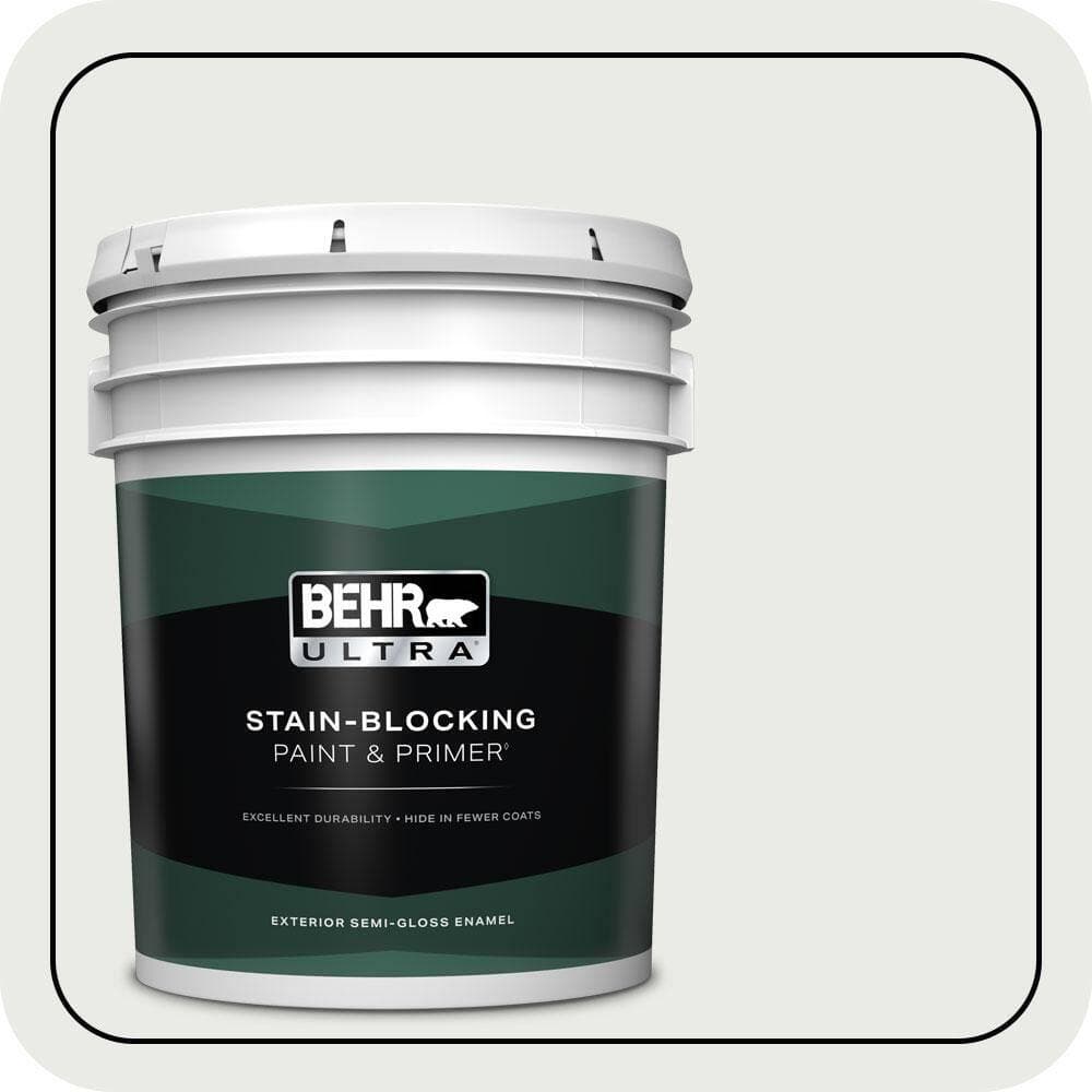 BEHR ULTRA 5 gal. #PPU12-12 Gallery White Semi-Gloss Enamel Exterior Paint & Primer
