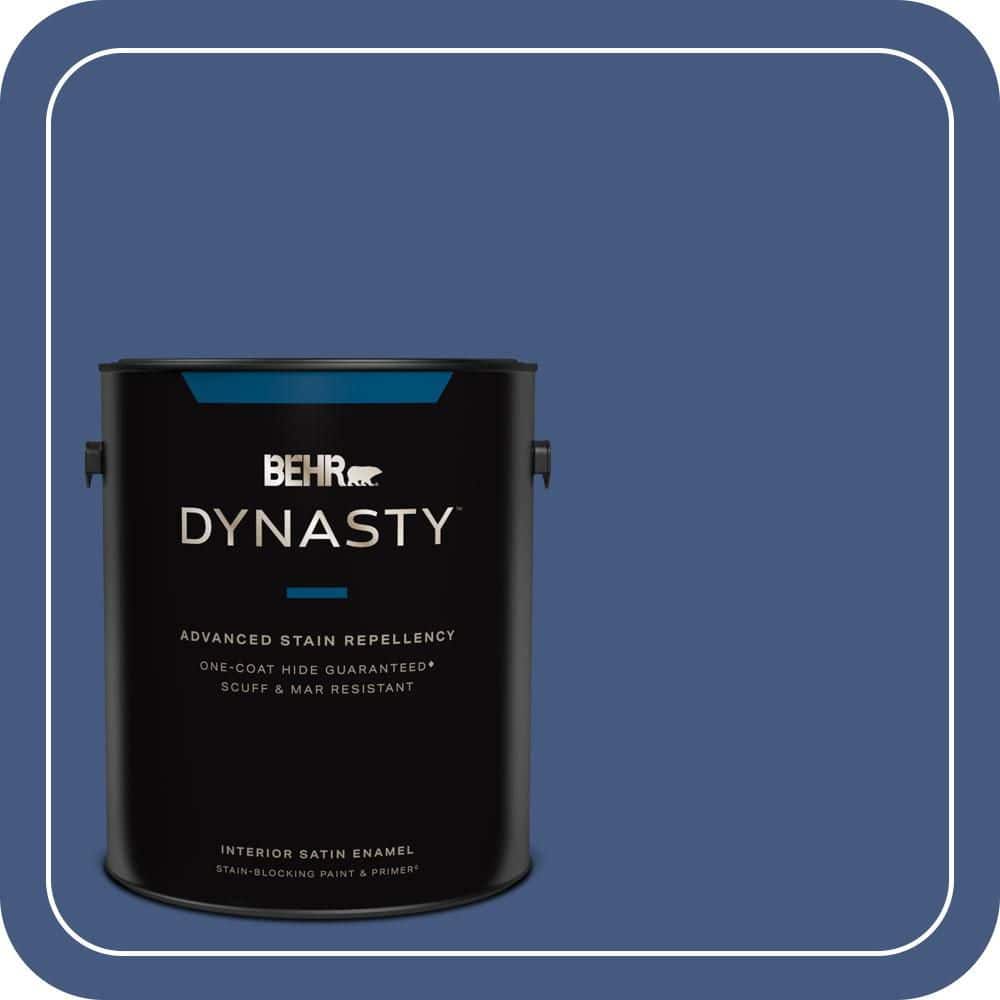 BEHR DYNASTY 1 gal. #M540-7 Optimum Blue One-Coat Hide Satin Enamel Interior Stain-Blocking Paint and Primer