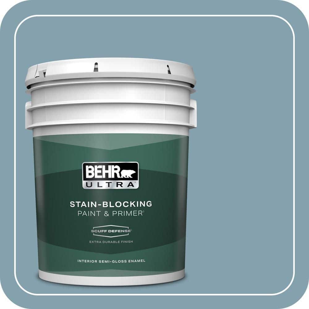 BEHR ULTRA 5 gal. #T14-14 Cloisonne Blue Extra Durable Semi-Gloss Enamel Interior Paint & Primer