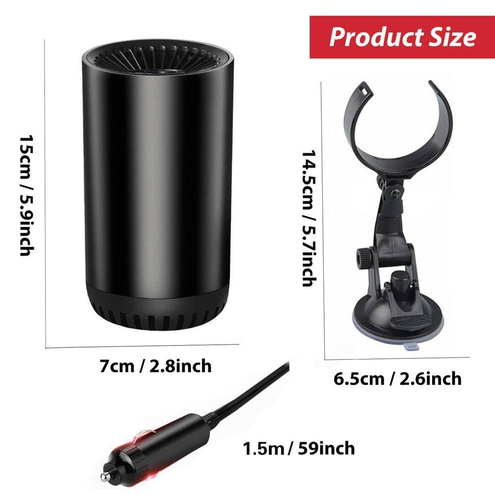 N/A 12V Electric Car Heater and Defroster 2-in-1 Heating/Cooling, 180° Rotatable Suction Holder, Cigarette Lighter Plug 150W (2)