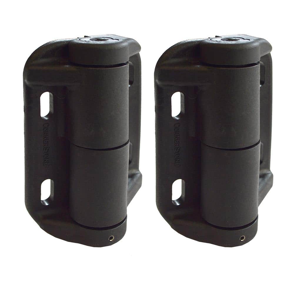 Weatherables Black Nylon Polymer Self-Closing Adjustable Gate Hinges with Alignment Legs (2-Pack) (1)