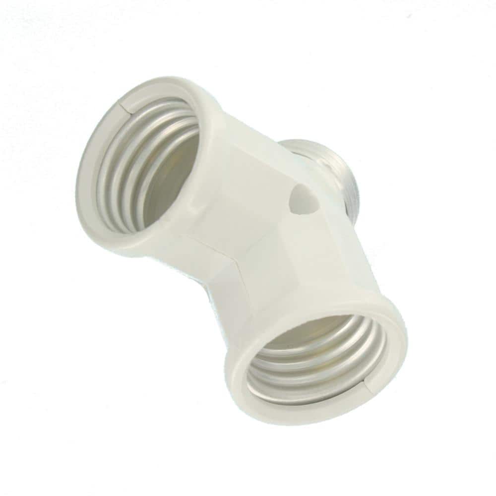 Leviton 660-Watt Keyless Twin-Socket Lamp Holder Adapter 128-W (3)