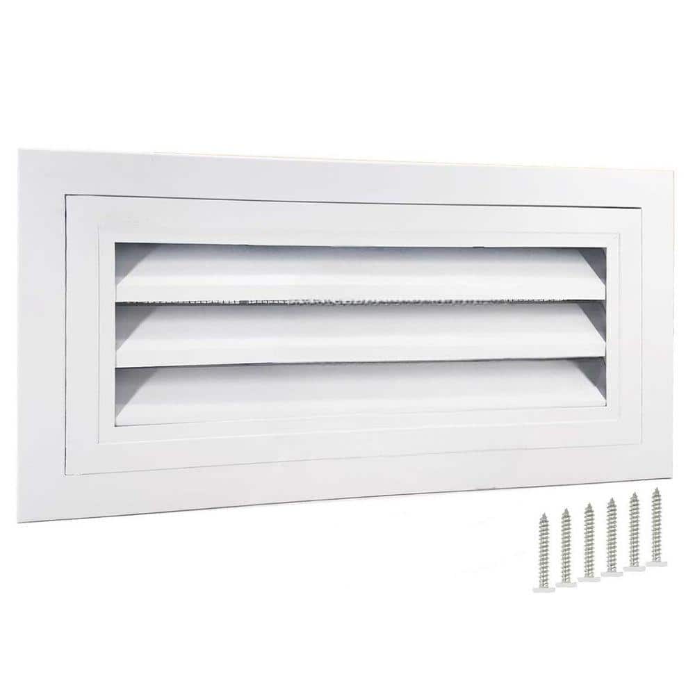 KIWDZFU 16x8 Gable Vent White Aluminum Alloy with Removable Strainer 180 Degree Opening Angle for Attic Shed Garage (1)