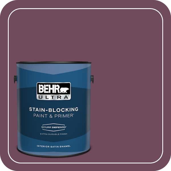 BEHR ULTRA 1 gal. #MQ1-39 Prussian Plum Extra Durable Satin Enamel Interior Paint & Primer (2)