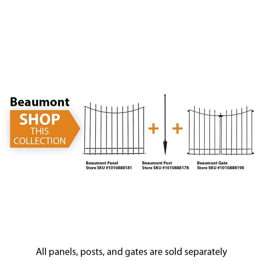Vigoro Beaumont 40.4 in. H 49.6 in. W Steel 3-Rail Fence Panel (3)
