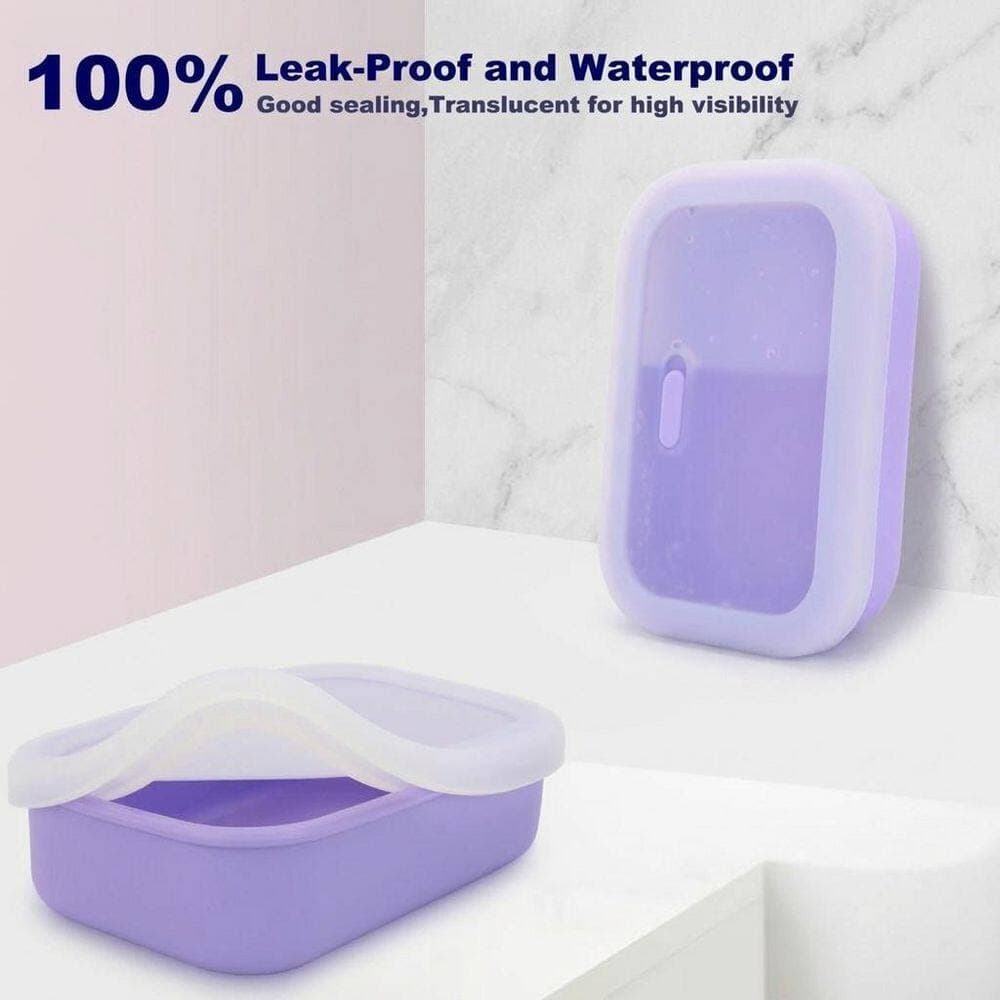 Unbranded 1 Pack Large Purple Silicone Leak Proof Travel Soap Case with Drainage Layer and Vented Lid Portable (2)