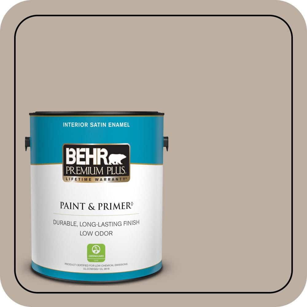 BEHR PREMIUM PLUS 1 gal. #N210-3 Barista Satin Enamel Low Odor Interior Paint & Primer