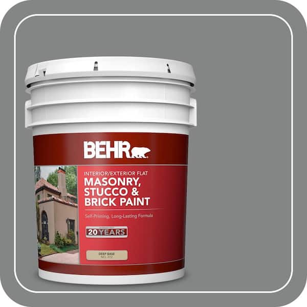 BEHR 5 gal. #PFC-63 Slate Gray Flat Interior/Exterior Masonry, Stucco and Brick Paint (2)