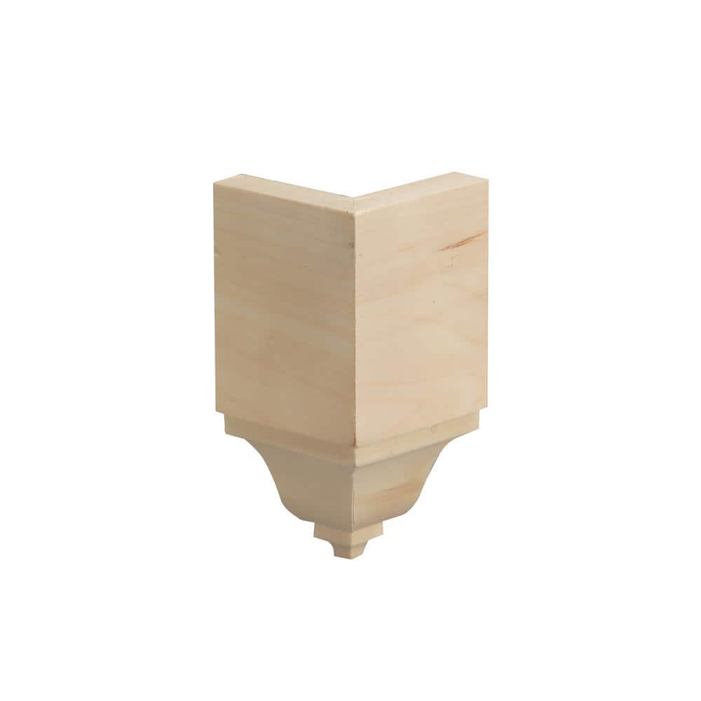 Ornamental Mouldings 1897I/S 2-3/8 in. x 2-1/64 in. x 4-1/8 in. White Hardwood Small Inside Crown Connector Block Moulding (3)