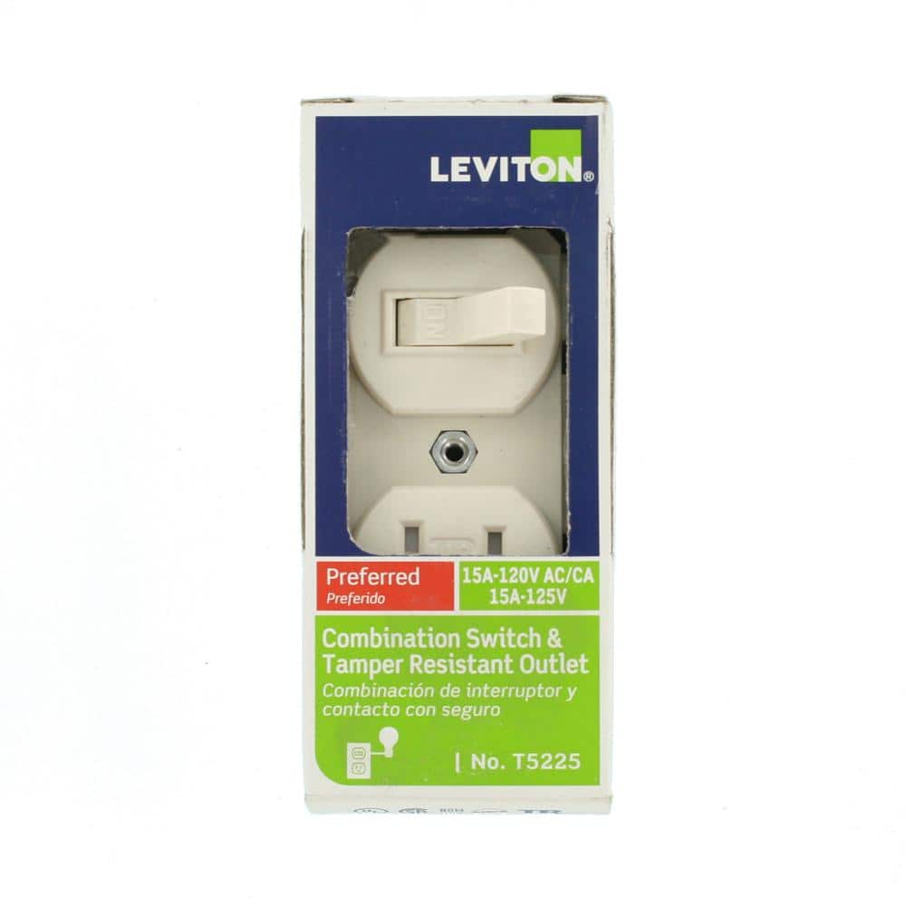 Leviton Tamper-Resistant Combination Switch/Outlet, T5225-TS (2)