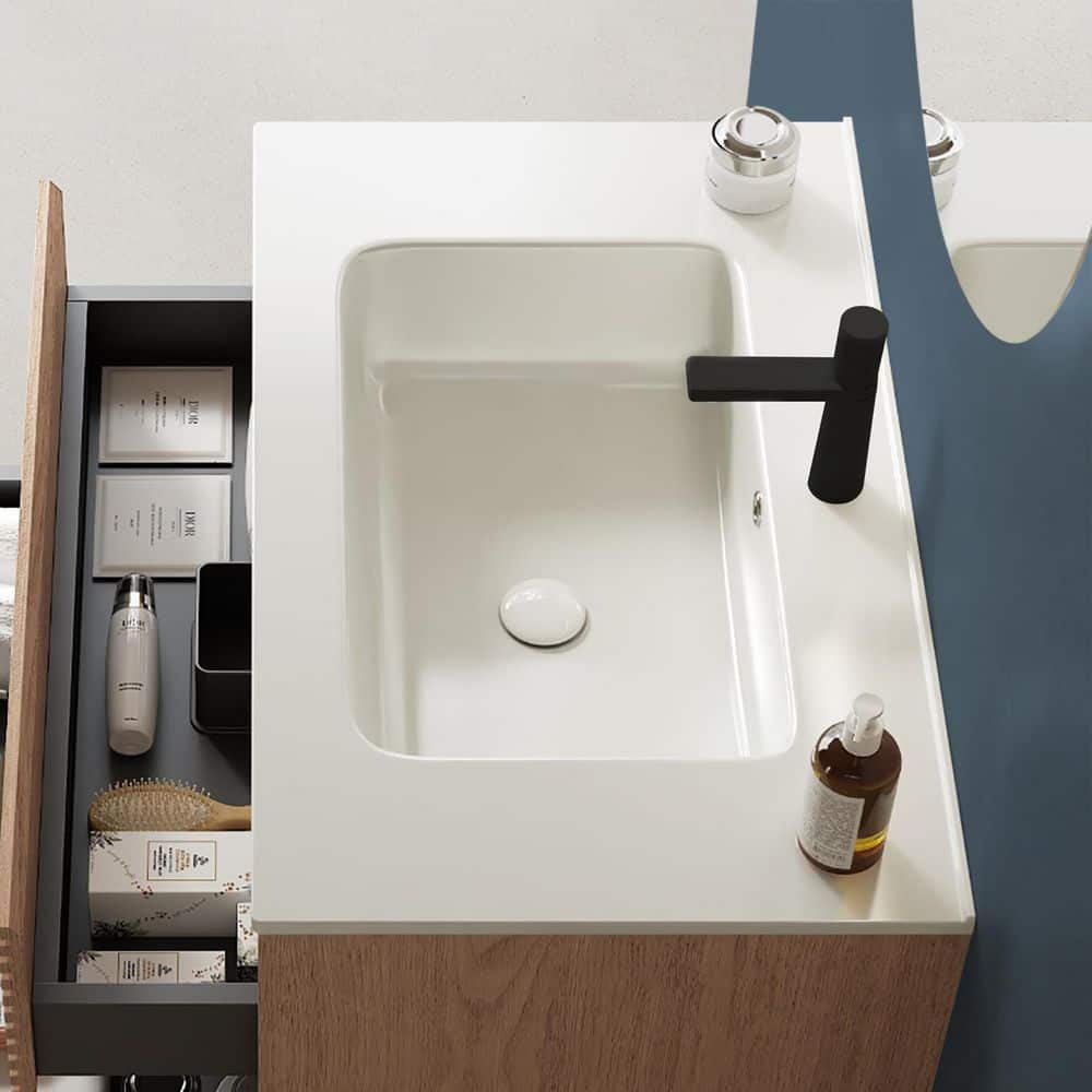 Satico 29.92 in. Drop in. Rectangular Ceramic Bathroom Sink in White with Pre-Drilled Hole (3)