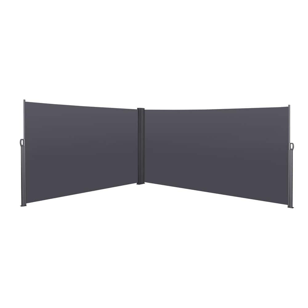 Zeus & Ruta 276 in. x 71 in. Grey Metal Privacy Screen Retractable Side Awning, Waterproof and UV-Resistant, Divider Roll Up Balcony (1)