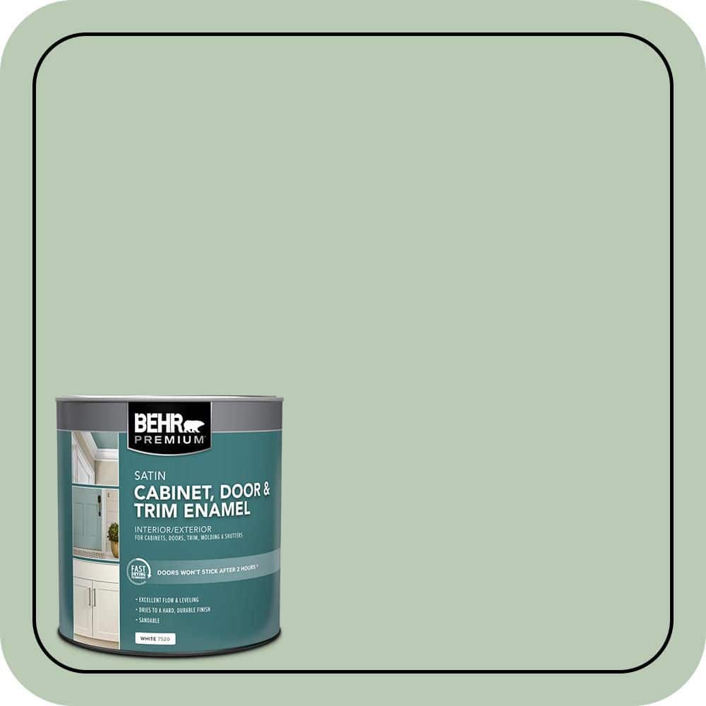 BEHR PREMIUM 1 qt. #S400-3 Healing Aloe Satin Enamel Interior/Exterior Cabinet, Door & Trim Paint