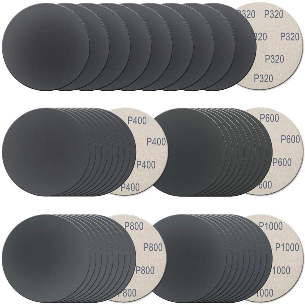 LAIFUCAM 5 in. Hook and Loop Sanding Discs with Silicon Carbide for Wet Dry Use, 320-1000 Grit Variety, 50-Pieces Pack (1)