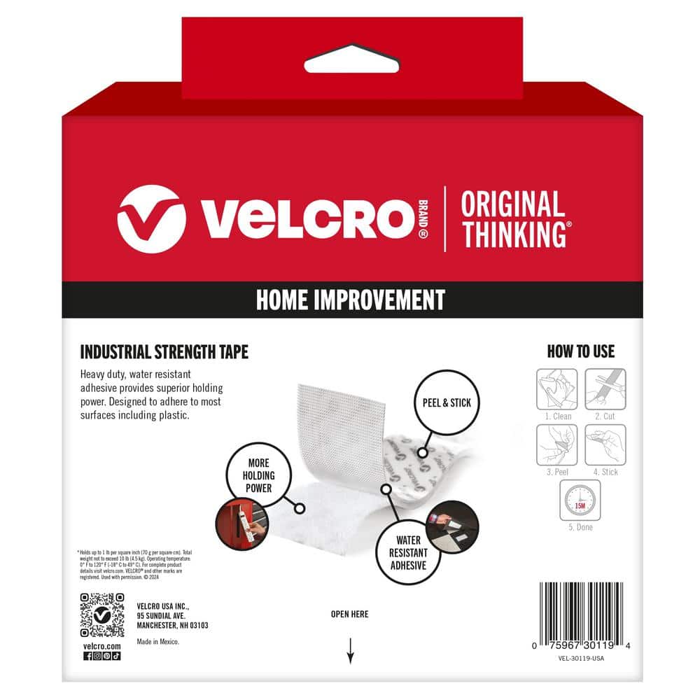 VELCRO 20 ft. x 1-1/2 in. Industrial Strength Tape in White (2)
