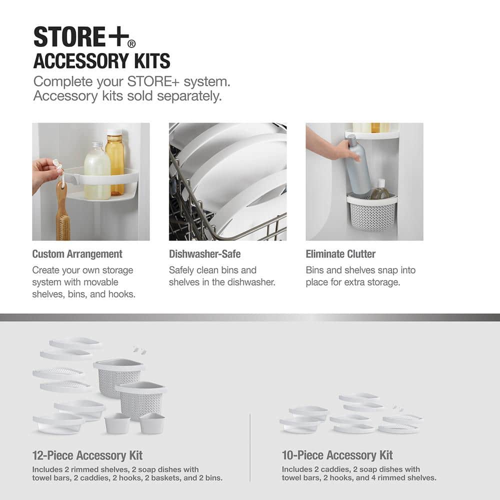 Sterling STORE+ 10-Piece Wall Mounted Shower Caddy in White Finish (3)
