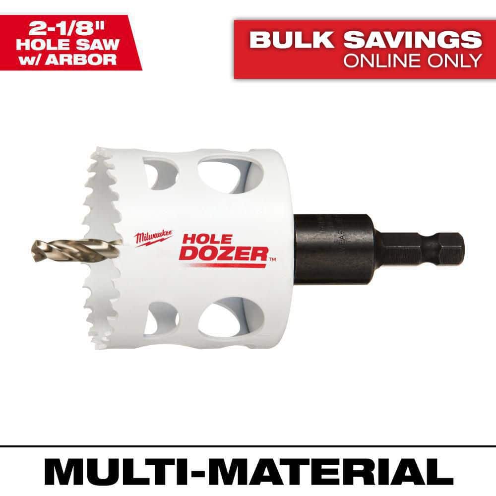 Milwaukee 2-1/8 in. Hole Dozer Bi-Metal Hole Saw with 3/8 in. Arbor & Pilot Bit (1)