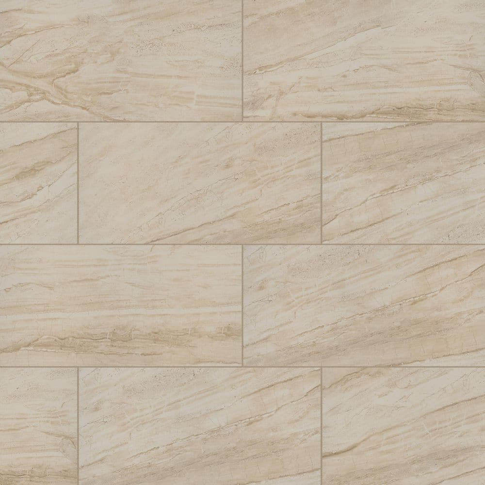 TrafficMaster Vigo Beige 12 in. x 24 in. Matte Ceramic Marble Look Floor and Wall Tile (2 sq. ft./Each) (2)