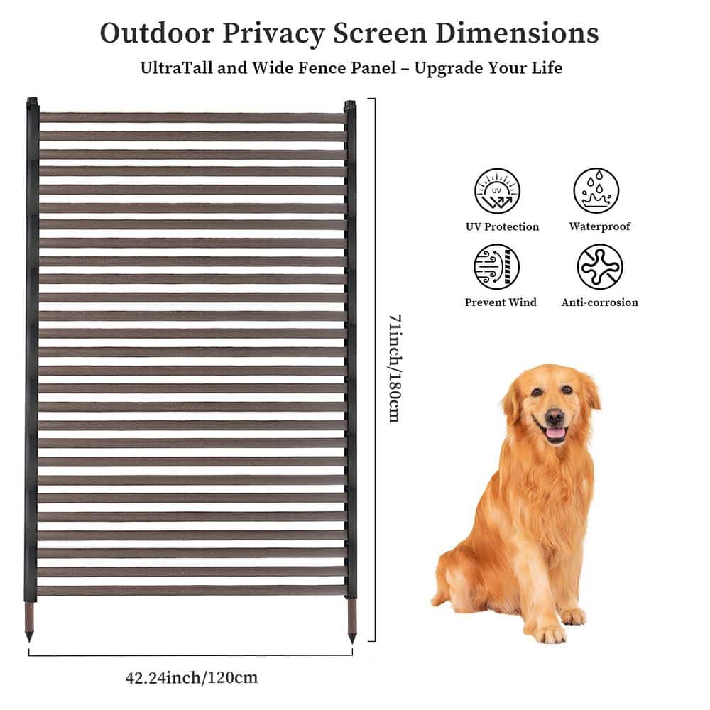 Misopily 6 ft. x 4 ft. Brown Polyethylene Steel Privacy Screen for Outdoor Fence Application Weather-Resistant Decorative Panel (2)