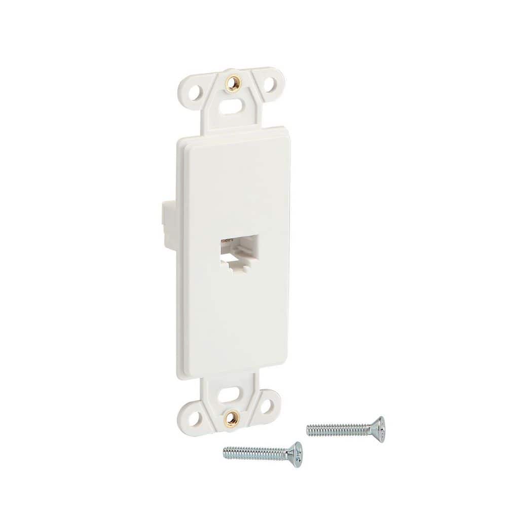 Commercial Electric 1-Gang Phone Jack Plastic Wall Plate Insert, White (1)
