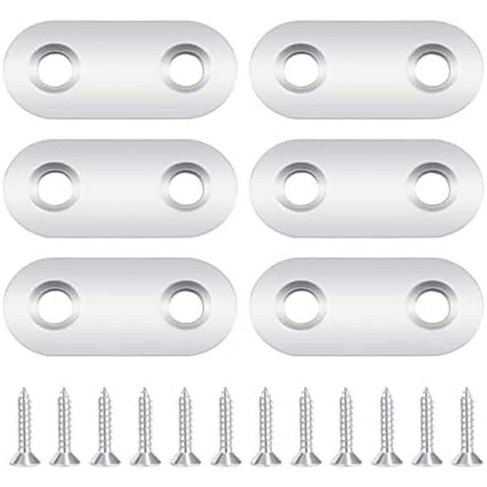 KIWDZFU 1.42 x 0.63 in Stainless Steel Flat Fixing Brackets with Screws for Furniture Joints Repair and DIY Projects 6 Pack (1)