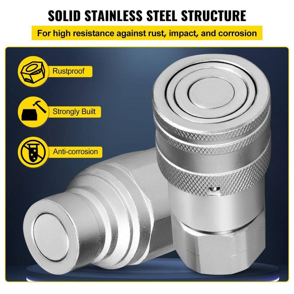 SKYSHALO Skid Steer Hydraulic Quick Connect 1/2\ in. Body Hydraulic Coupler 1/2\ in. NPT Hydraulic Coupling Quick Connect (3)
