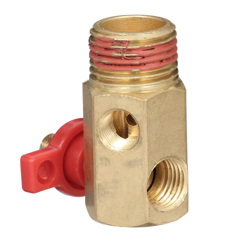 Powermate 1/2 in. NPT Tank x 1/4 in. NPT Hose x 1/8 in. NPT Gauge Brass Air Tank Manifold (3)