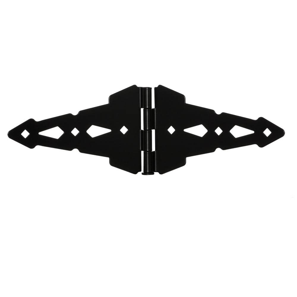 Everbilt (2-Pack) 8 in. Black Heavy-Duty Decorative Strap Hinges (3)