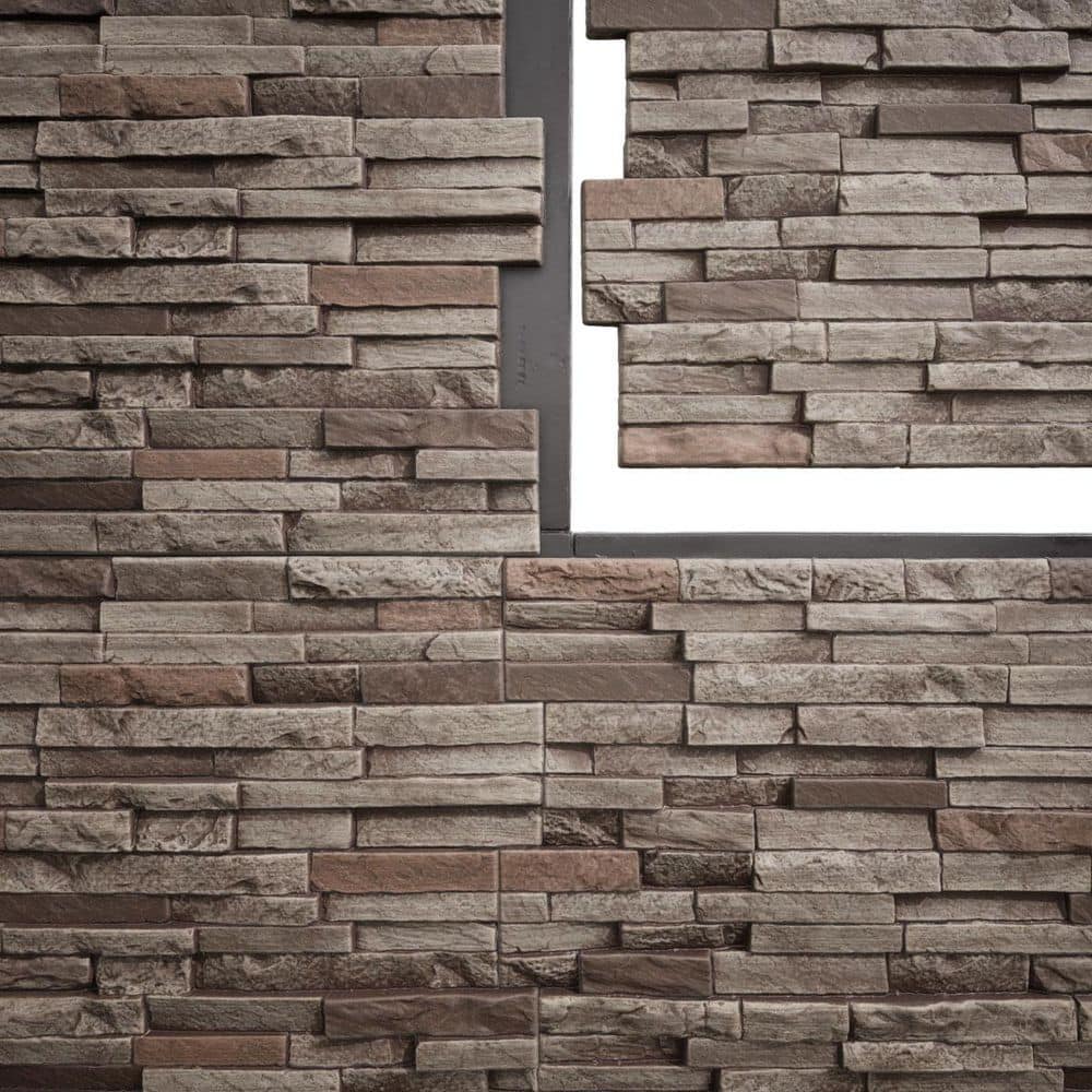 Ekena Millwork EverStone Eldorado Faux Stone Panel, 48"W x 25"H x 1"D, Anthracite Color (1)