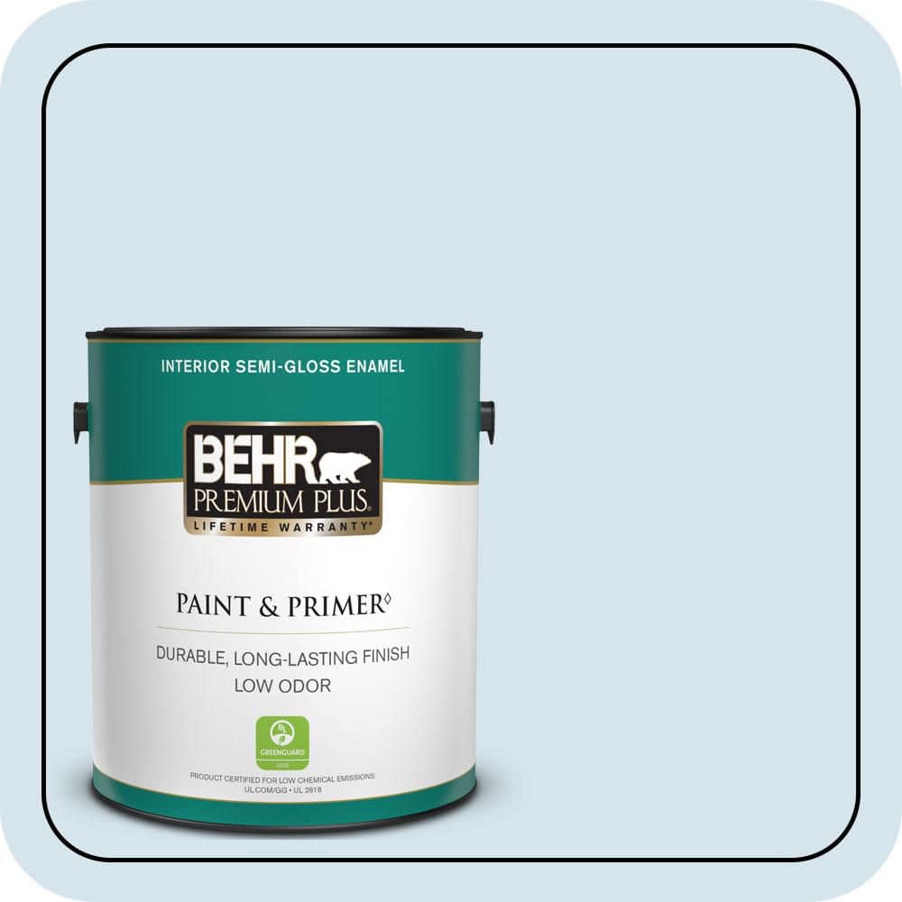 BEHR PREMIUM PLUS 1 gal. #560C-1 Rain Water Semi-Gloss Enamel Low Odor Interior Paint & Primer (1)