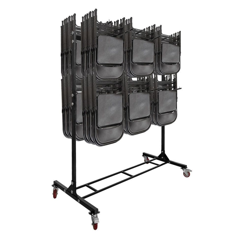 AdirOffice Folding Chair Rack Chair Storage Cart Dolly, 600 lbs. Capacity, Black