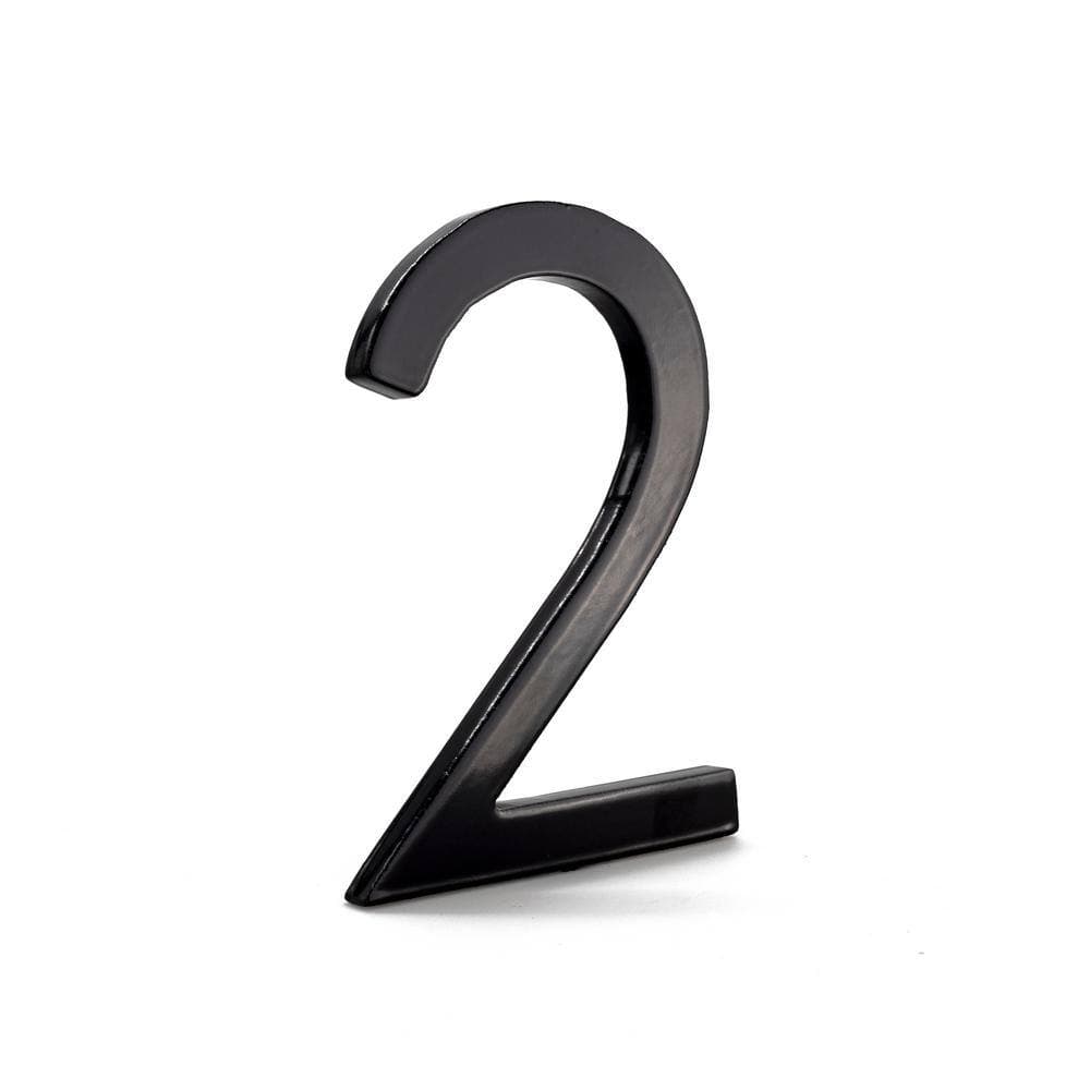 Montague Metal Products 16 in. Black Aluminum Floating or Flat Modern House Number 2 (2)