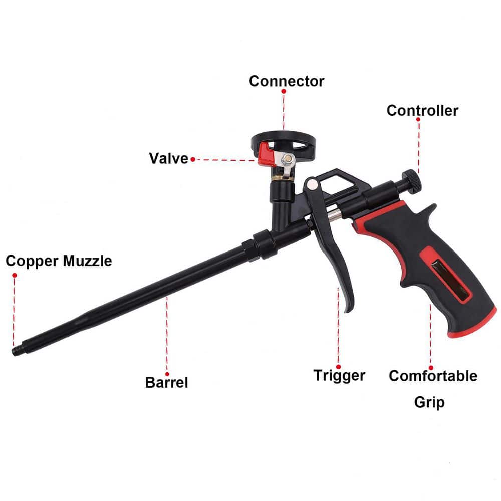 Unbranded Spray Foam Dispensing Gun ExpandingTeflon Pro Dispensing Less Cleaner Insulating Foam Sealant Black (2)