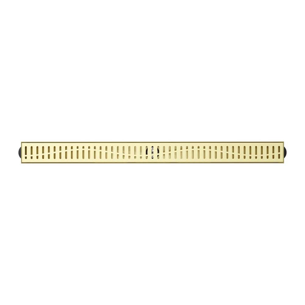 DreamLine Enigma 36 in. Linear Grate Shower Drain, Brushed Brass (1)