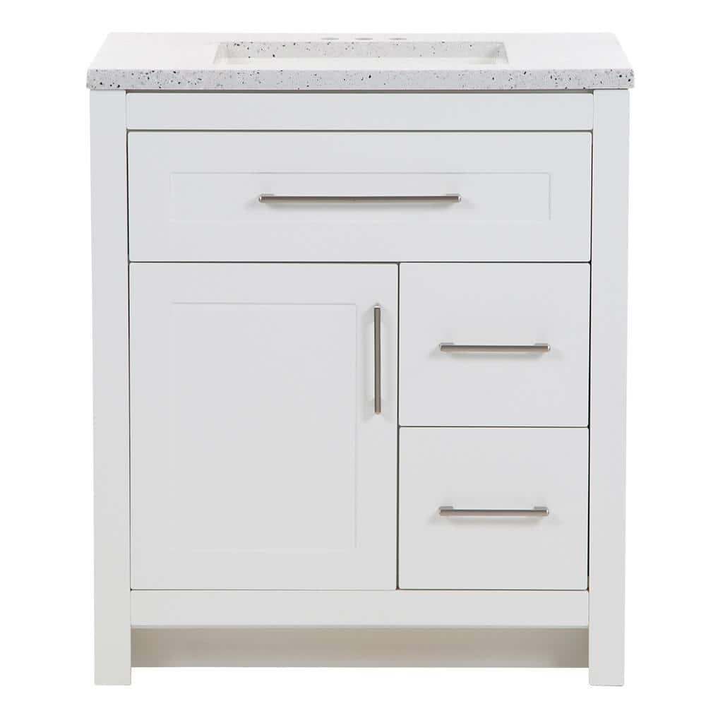 Home Decorators Collection Clady 31 in. Single Sink White Freestanding Bath Vanity with Silver Ash Cultured Marble Top (Assembled) (3)