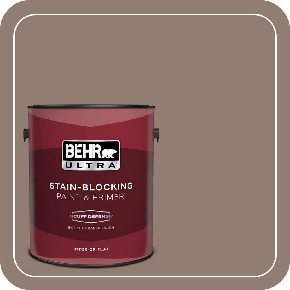 BEHR ULTRA 1 gal. #N180-5 Bridle Leather Extra Durable Flat Interior Paint & Primer (1)