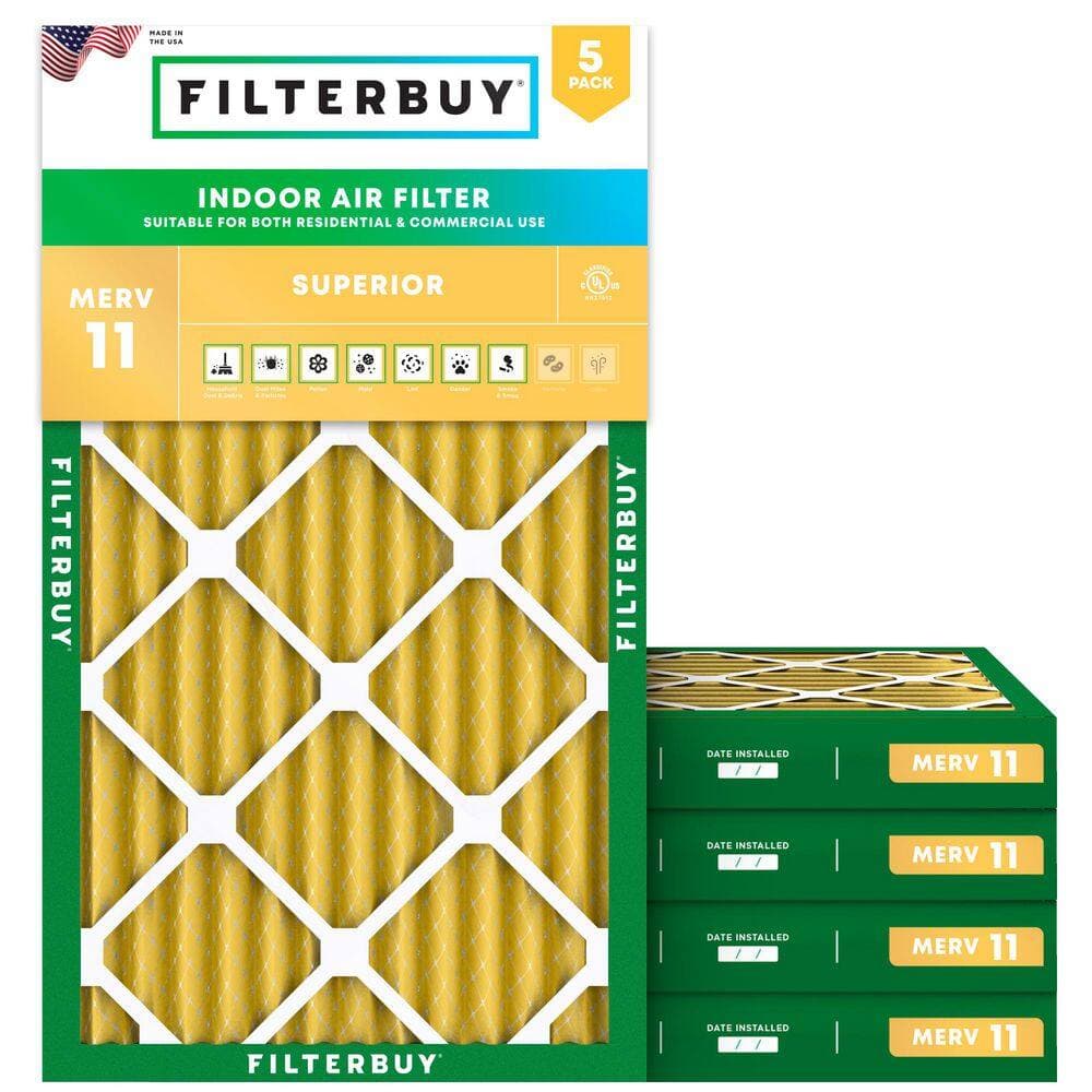 Filterbuy 17 in. x 25 in. x 2 in. MERV 11 (FPR 7) Allergen Defense Pleated HVAC AC Furnace Air Filters Replacement (5-Pack) (1)