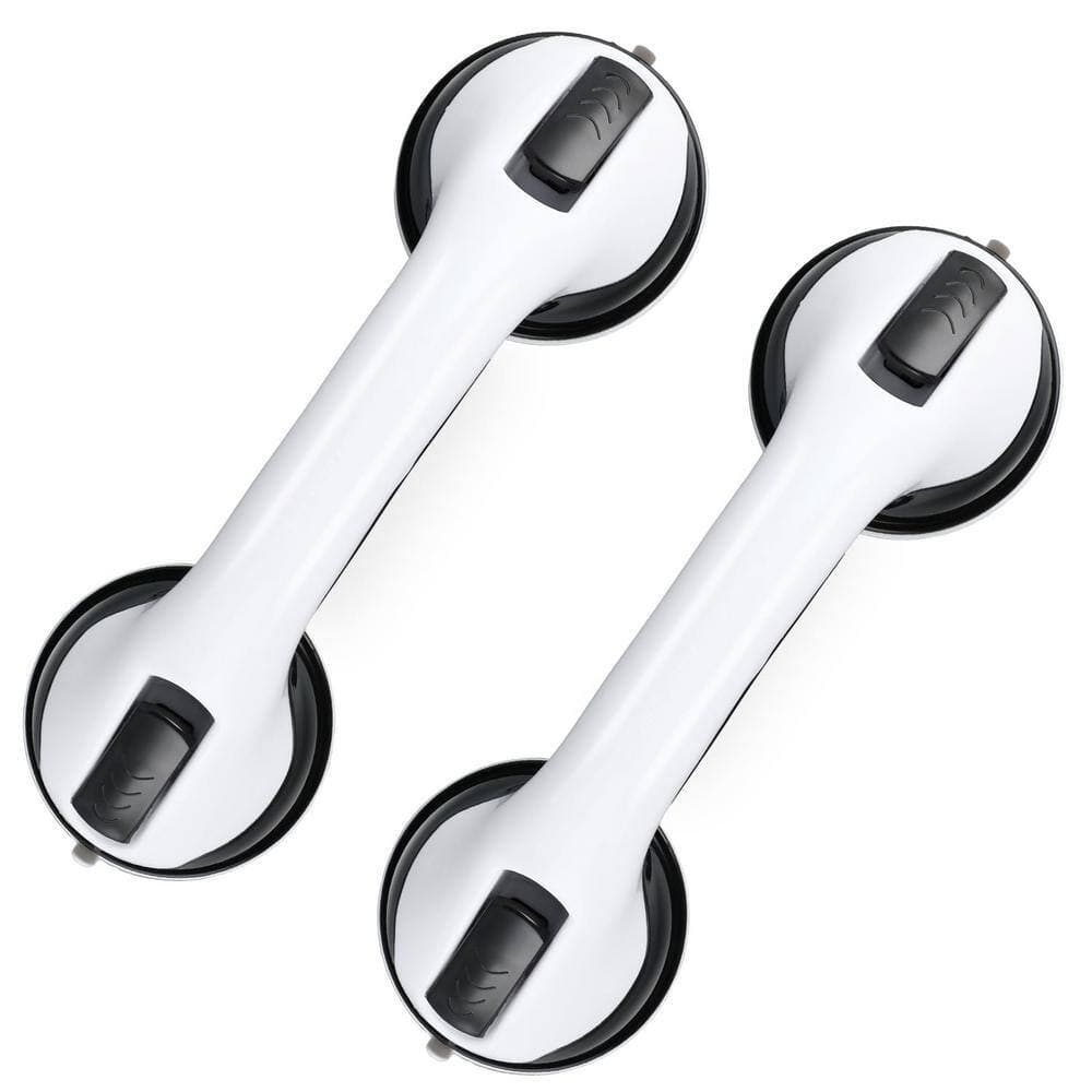Angel Sar 2 Packs 12 in. Bathtub Grab Bars, Strong Suction Shower Safety Handle for Shower Chair Bathroom Grab Bar Black White