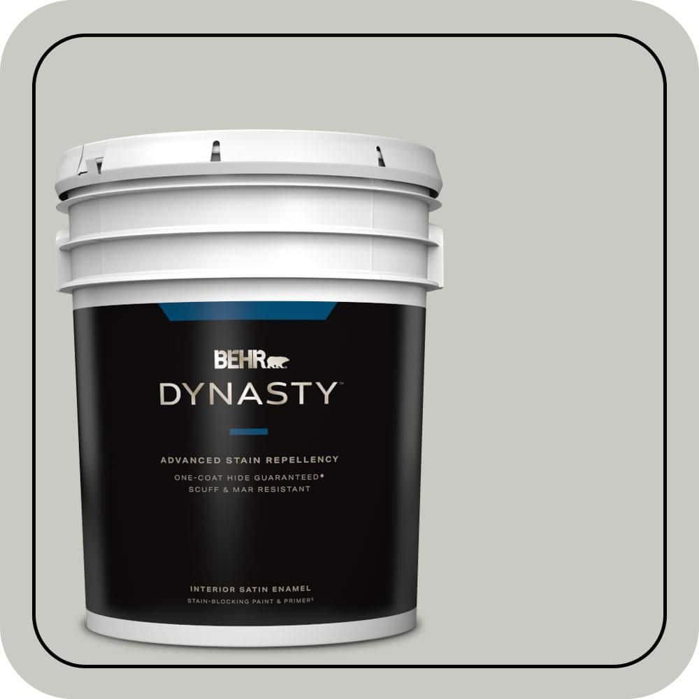 BEHR DYNASTY 5 gal. #N380-2 Heath Gray Satin Enamel Interior Stain-Blocking Paint & Primer