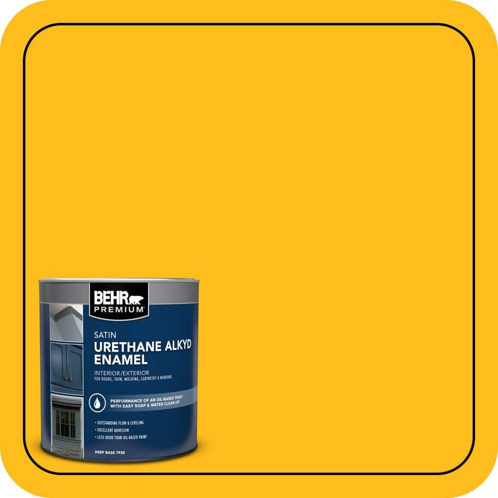BEHR PREMIUM 1 qt. #P290-7 Laser Lemon Satin Enamel Urethane Alkyd Interior/Exterior Paint (1)