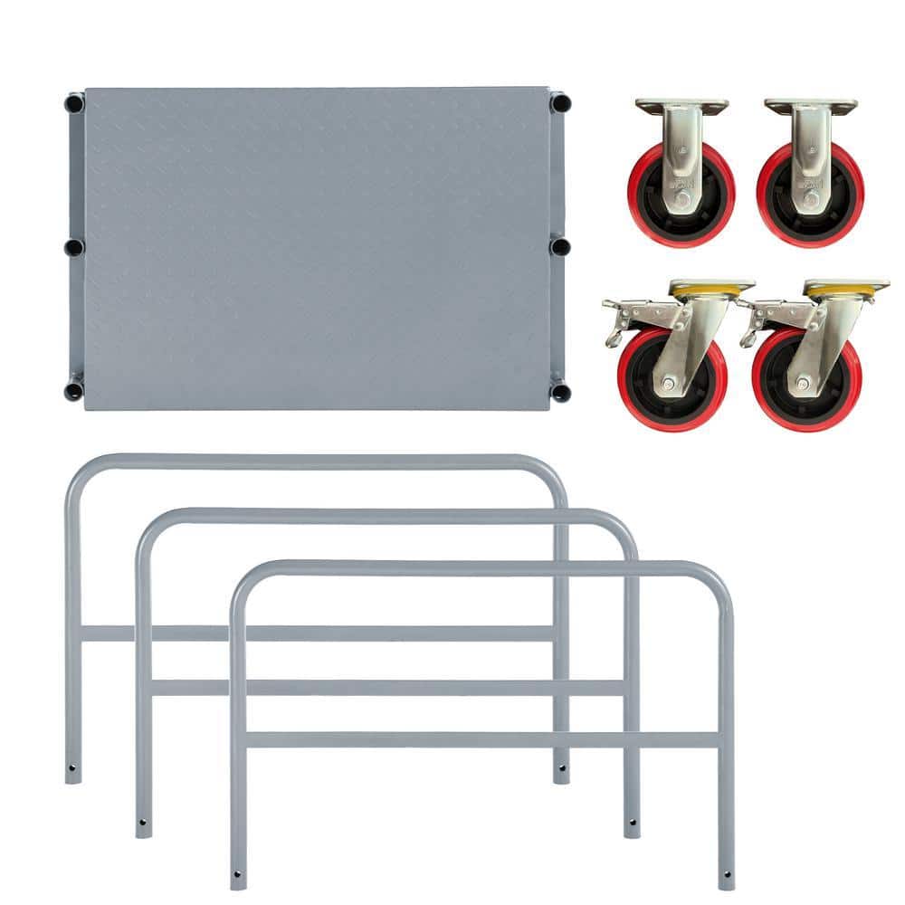 Huluwat 2000 lb. 36 in. x 24 in. Heavy Duty Steel Hand Truck with 6 in. Swivel Brake Casters and 3 Side Handrails (3)
