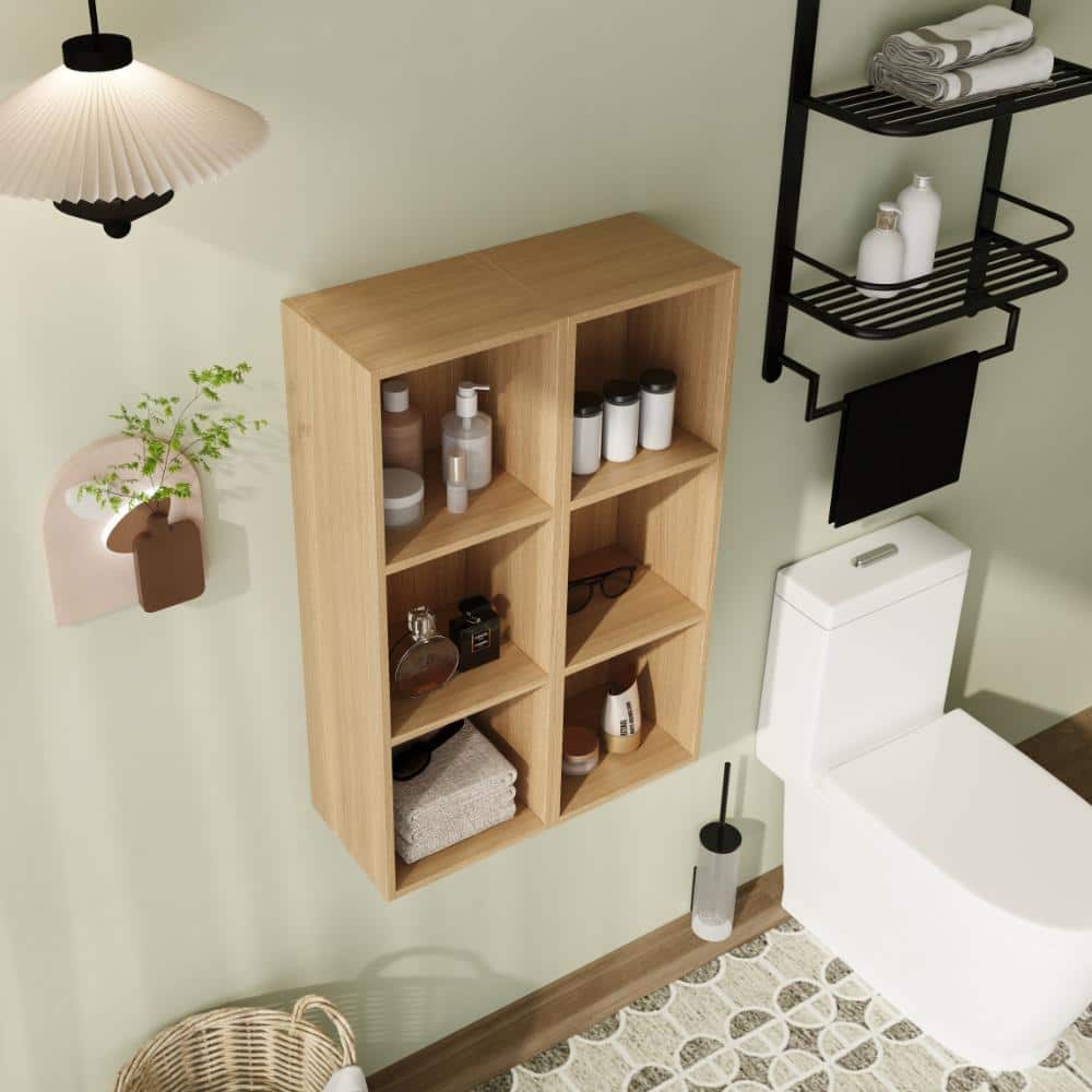Malwee 24 in. Unassembled Plywood Bathroom Storage Wall Cabinet in Light Oak (3)