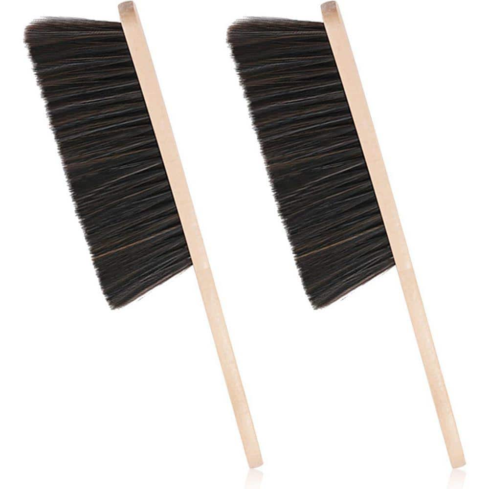KIWDZFU 14.2 in. Wooden Dust Brush Hand Broom with Soft Bristles for Household Cleaning Counter Sofa Car 2-Pack (1)