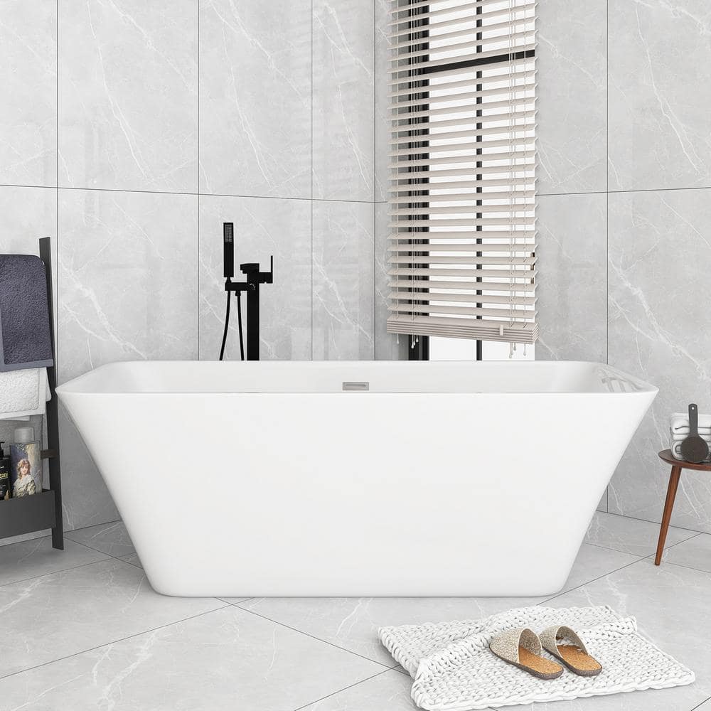 Boosicavelly 66 in. 30 in. Soaking Bathtub with Center Drain (1)