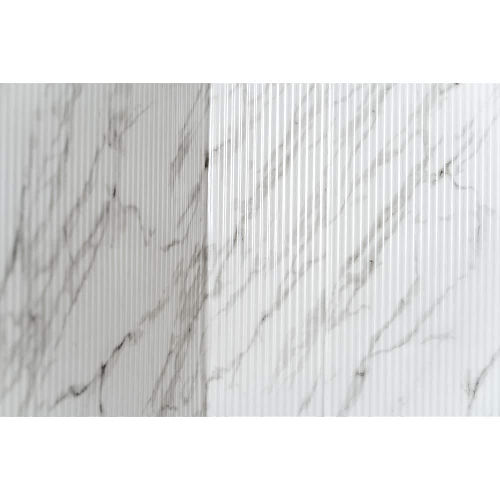 FROM PLAIN TO BEAUTIFUL IN HOURS Rib 2 60 in. W x 96 in. H x 42 in. D 3-Piece Glue-Up PVC Tub Surrounds Wall Panels in Marble (2)