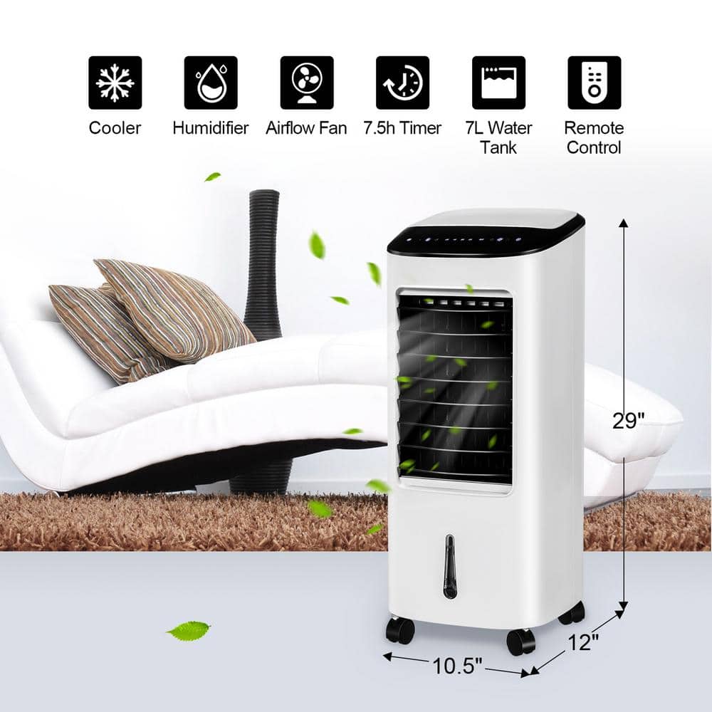 Gymax 3-in-1 Evaporative Air Cooler Fan Portable Air Conditioner w/ Remote Control 7.5-Hour Timer Home Office (3)